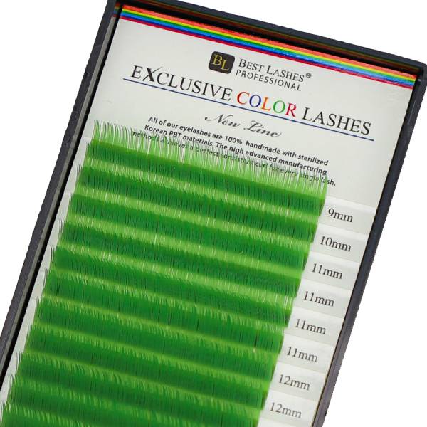 Pastelové mihalnice mix dĺžok C, 0,20 X 9-14 mm - Yellow Green